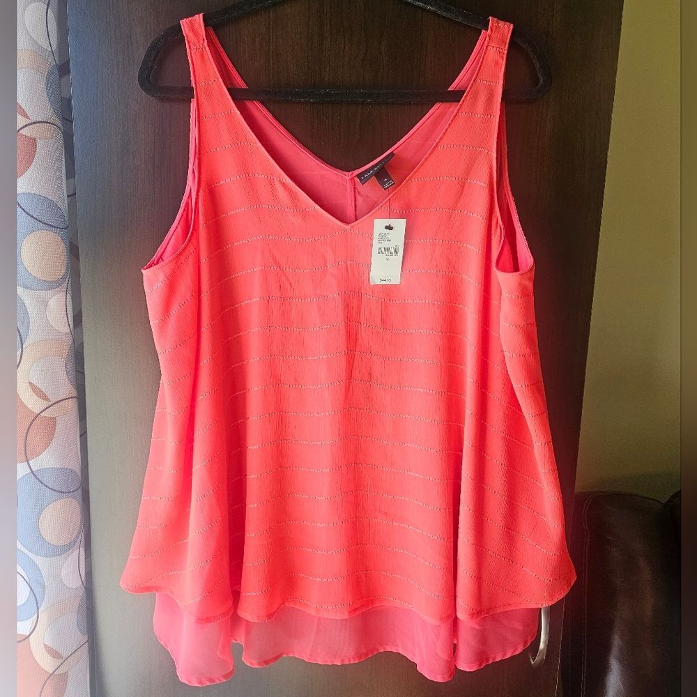 NWT Lane Bryant Women's Vibrant Coral Sleeveless Top Size 16